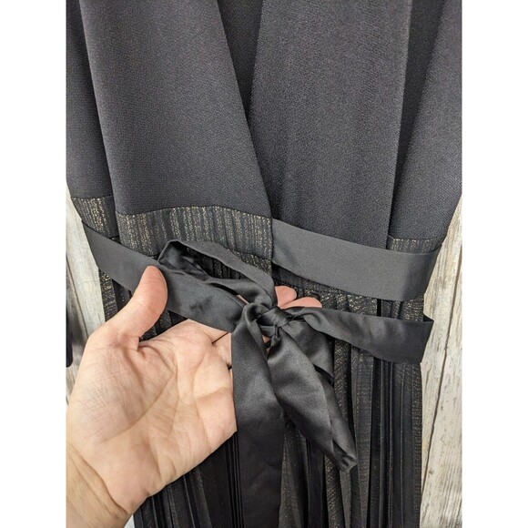 Lularoe Long Dress Duster Black Gold Pleated Long Sleeve DeAnne Wrap XXS NWT - Picture 2 of 9